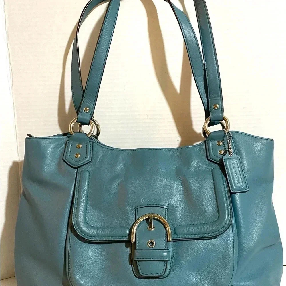 Coach vintage blue leather shoulder handbag - Picture 13 of 13